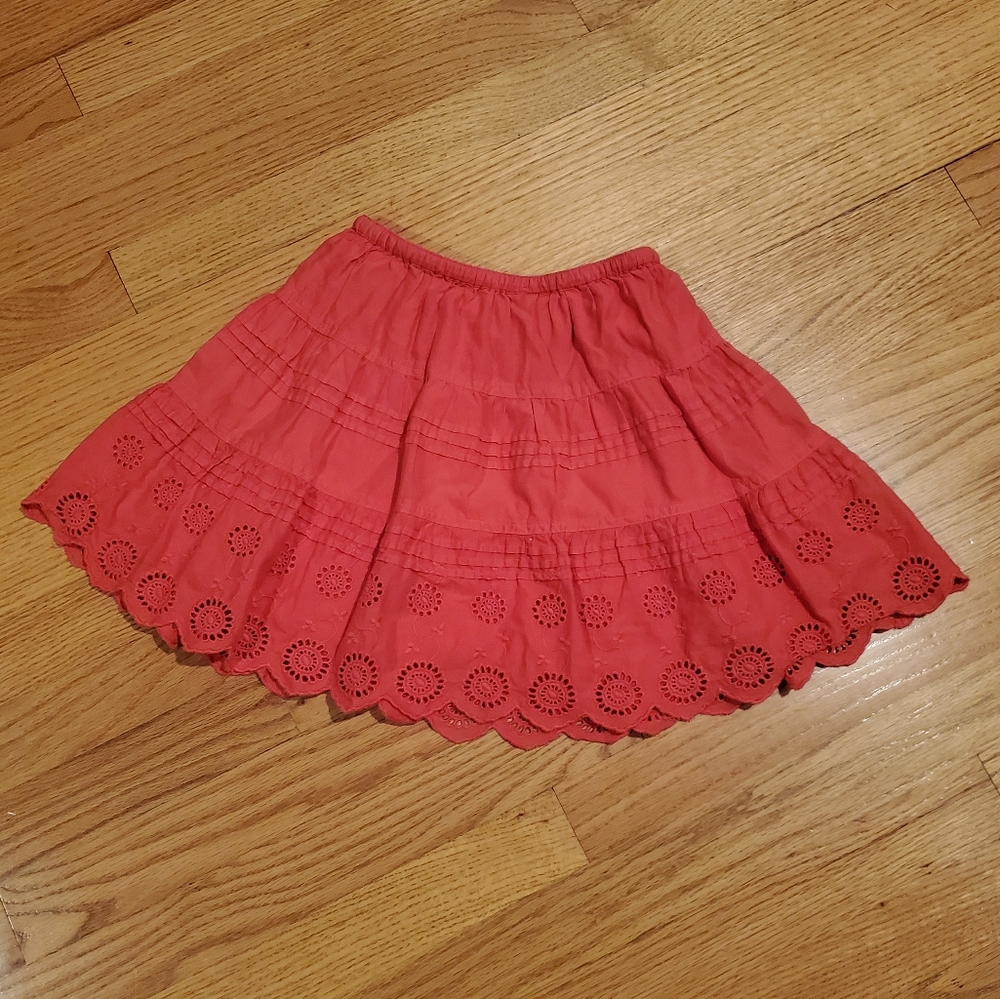 Mini Boden Coral Pink Eyelet Cotton Skirt - Picture 8 of 10